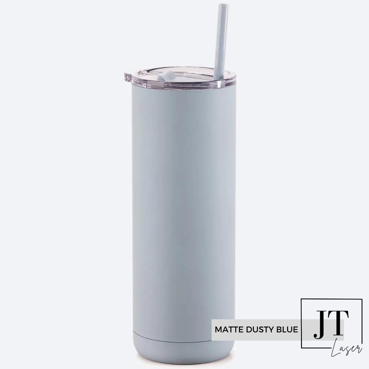 Personalized 20 Oz. Slim Tumbler: MATTE DUSTY BLUE