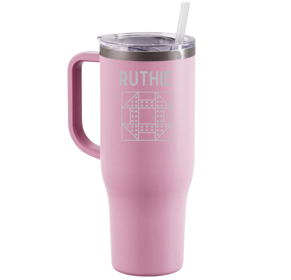 Personalized 40 Oz. Tumbler with Handle: MATTE DUSTY ROSE